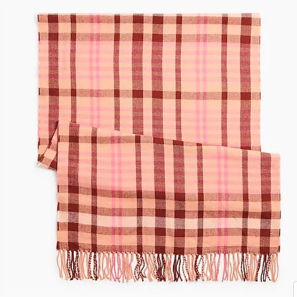 J. Crew Brown and Pink Plaid Scarf